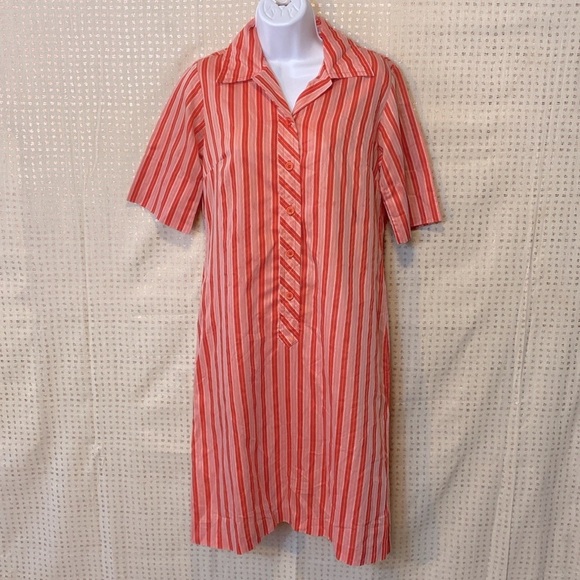 Vintage Country Miss Striped Button Down Collared Dress - Picture 1 of 7
